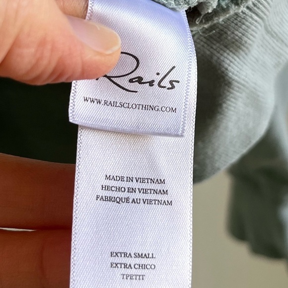 Rails Hilda Light Seafoam Blue Green Gathered Sleeve Cropped Sweatshirt Sz XS - Picture 10 of 10